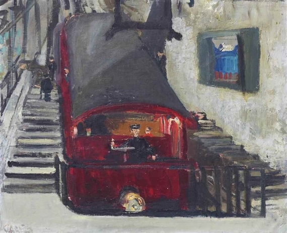 Seilbahn in Territet by Willy Leopold Guggenheim Varlin, 1936-1944