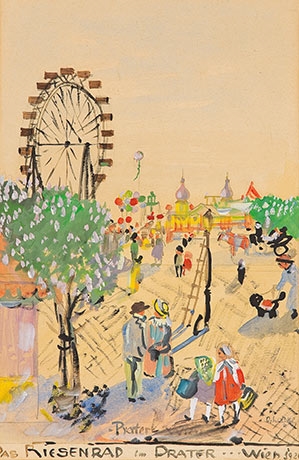 Ferris Wheel in the Viennese Prater by Oskar Laske, 1920