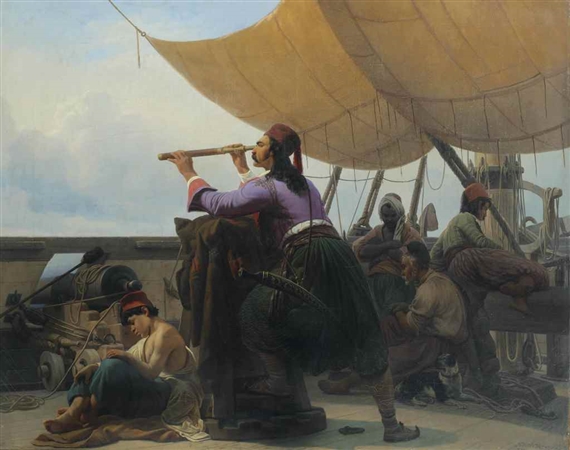 Turkish sailors on watch by Niels Simonsen, 1837