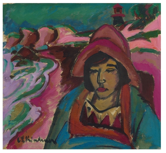 Mädchen in Südwester by Ernst Ludwig Kirchner, 1912