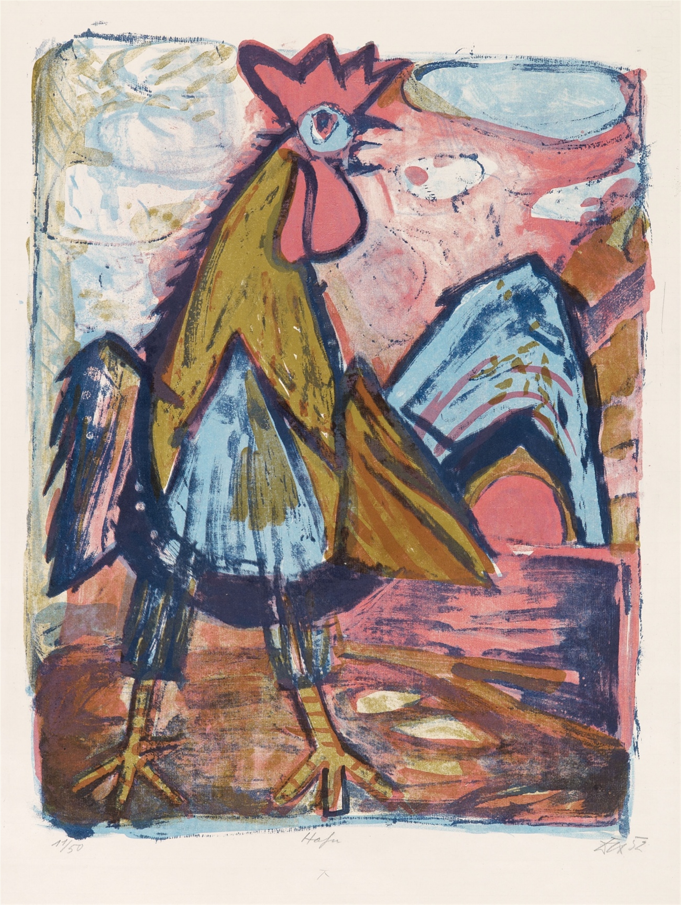 Artwork by Otto Dix, Hahn, Made of Colour lithograph on laid paper