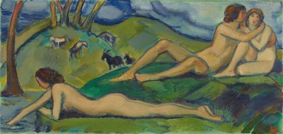 Herbstidyll by Ludwig von Hofmann, circa 1918-1925