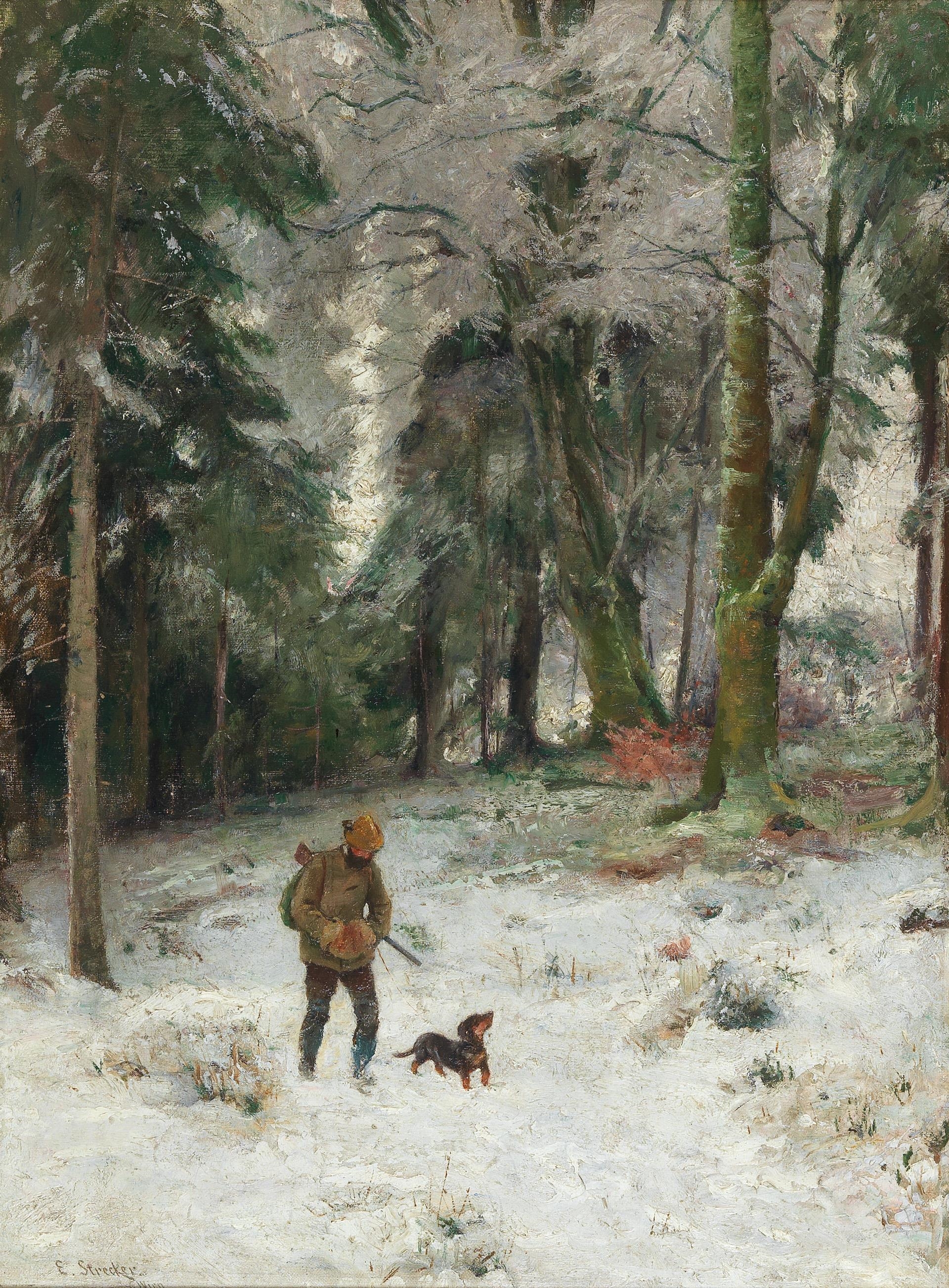 Artwork by Emil Strecker, Hoarfrost in the Wood, Made of oil on canvas