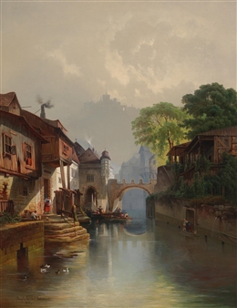 Scene of Meissen an der Elbe - Adalbert Brechler
