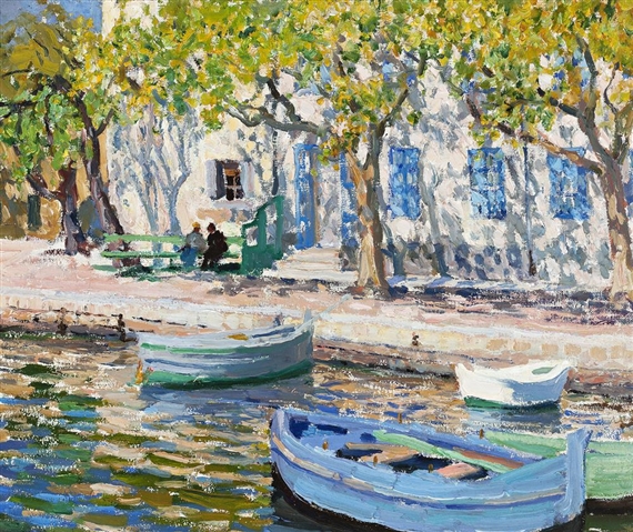 THE BLUE SHUTTERS – 11 by E. Phillips Fox, circa 1909, 1911