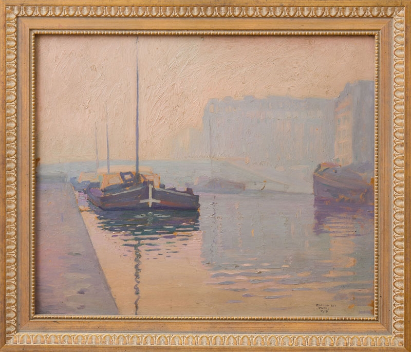 Artwork by Ramon Loy, View of the Seine, Made of oil on board