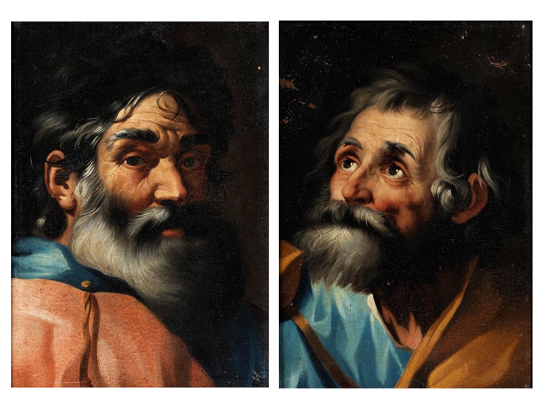 2 Works: Gemäldepaar Heiliger Petrus, Sowie Heiliger Paulus by Giovanni Batista Piazetta
