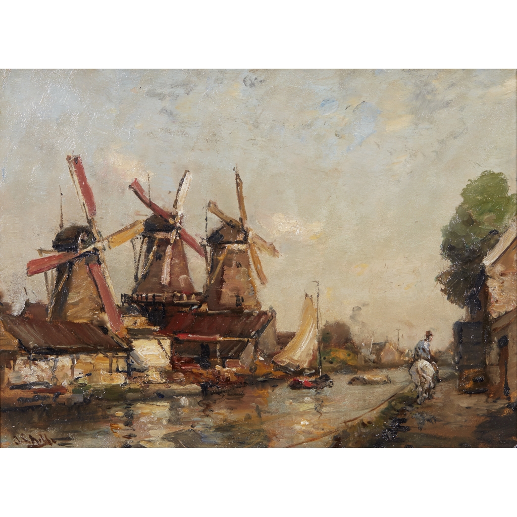 WINDMILLS ON A RIVER by James Campbell Noble