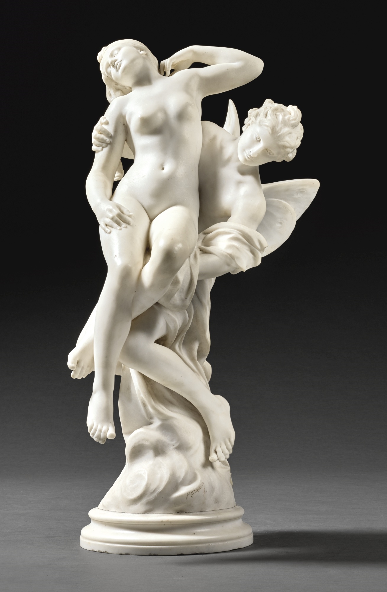 Artwork by Laurent-Honoré Marqueste, CUPID AND PSYCHE, Made of white marble
