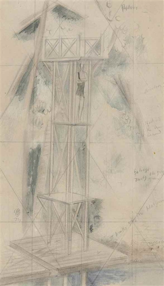 Diving Stage, Study by Paul Nash, 1927