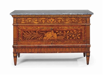 A PAIR OF NORTH ITALIAN KINGWOOD, AMARANTH, TULIPWOOD AND FRUITWOOD MARQUETRY COMMODES - Giuseppe Maggiolini