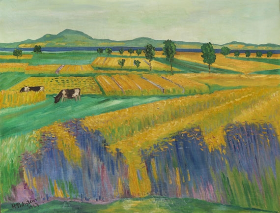 Artwork by Max Pechstein, Sommerabend (Rowe in Ostpommern mit dem Revekol), Made of Oil on canvas