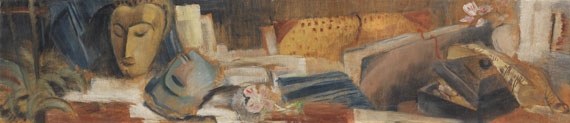 Studie für Wandbild I (Stilleben mit Buddha-Masken und Mappen) by Dorothea Maetzel-Johannsen, 1923,1924