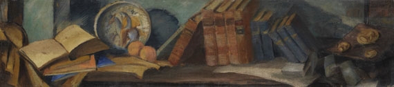Studie für Wandbild II (Stilleben mit Büchern und Medaillen) by Dorothea Maetzel-Johannsen, 1923