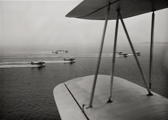 German Luftwaffe seaplanes taking off, seen from another plane by Alexander Stöcker, 1930