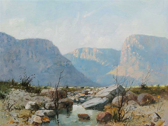River Landscape by Hennie Griesel