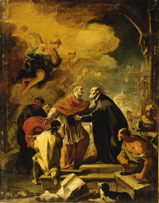 Luca Giordano The meeting of Saint Carlo Borromeo and Saint Filippo