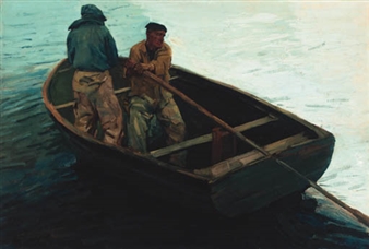 FISHERMEN ROWING OUT - Otto Feld