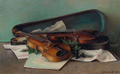 Violin still-life by Steven Paul Robert, 1944