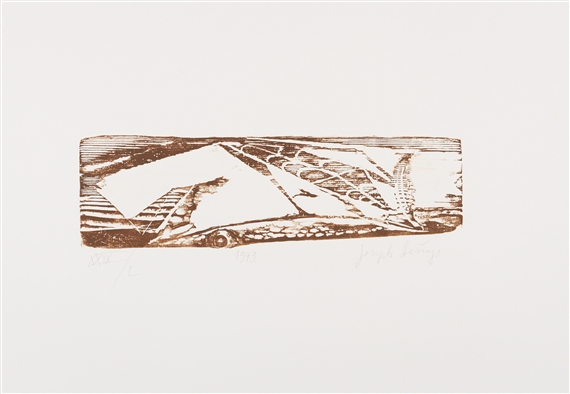 5 Works: Holzschnitte: Hirschkuh, Wattenmeer, Gletscher, Esse and Bein