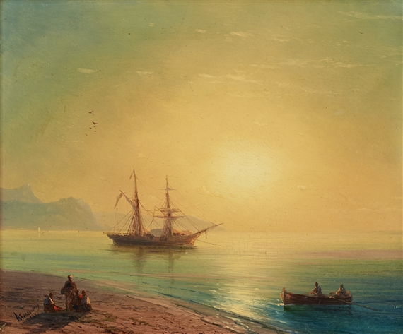 Russian ship at sunset, Crimea by Ivan Aivazovsky, 1878