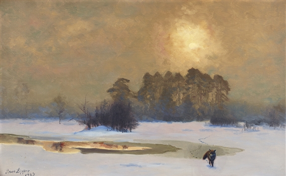 Räv i vinterlandskap by Bruno Liljefors, 1923