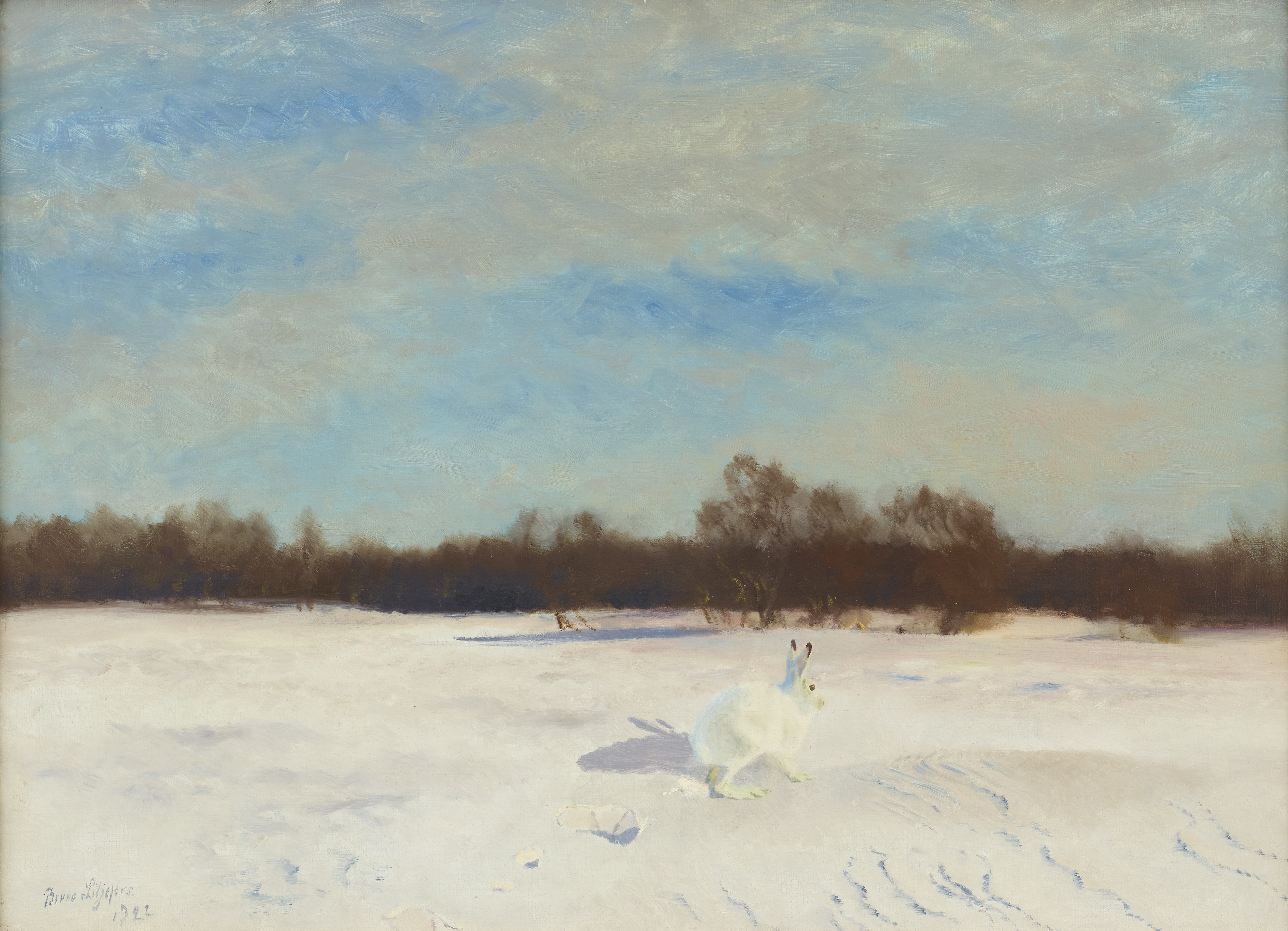 Artwork by Bruno Liljefors, Hare i vinterlandskap, Made of Oil on canvas