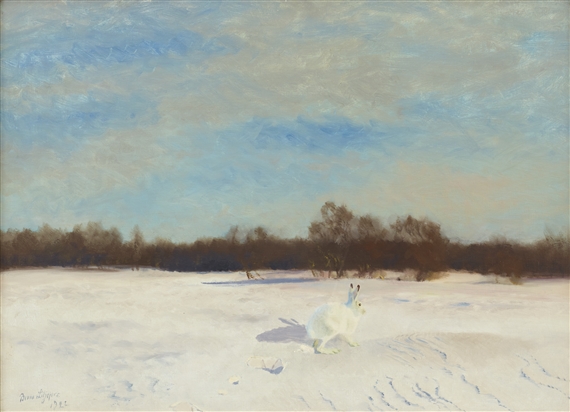 Hare i vinterlandskap by Bruno Liljefors, 1922