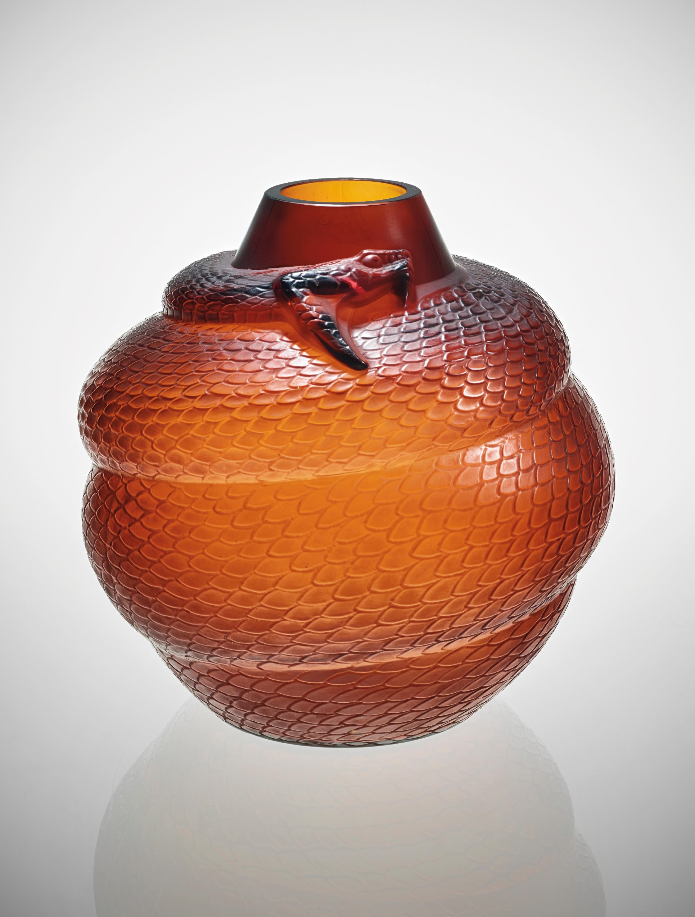 René Lalique Serpent vase, Marcilhac no. 896 MutualArt