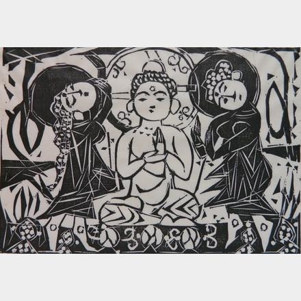 Gautama and Bodhisattvas by Shiko Munakata, 1958