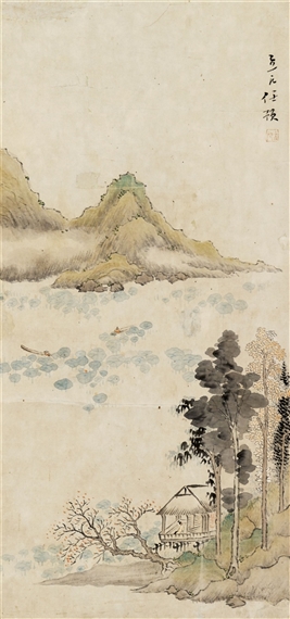 Pavilion in a landscape - Ren Lifan