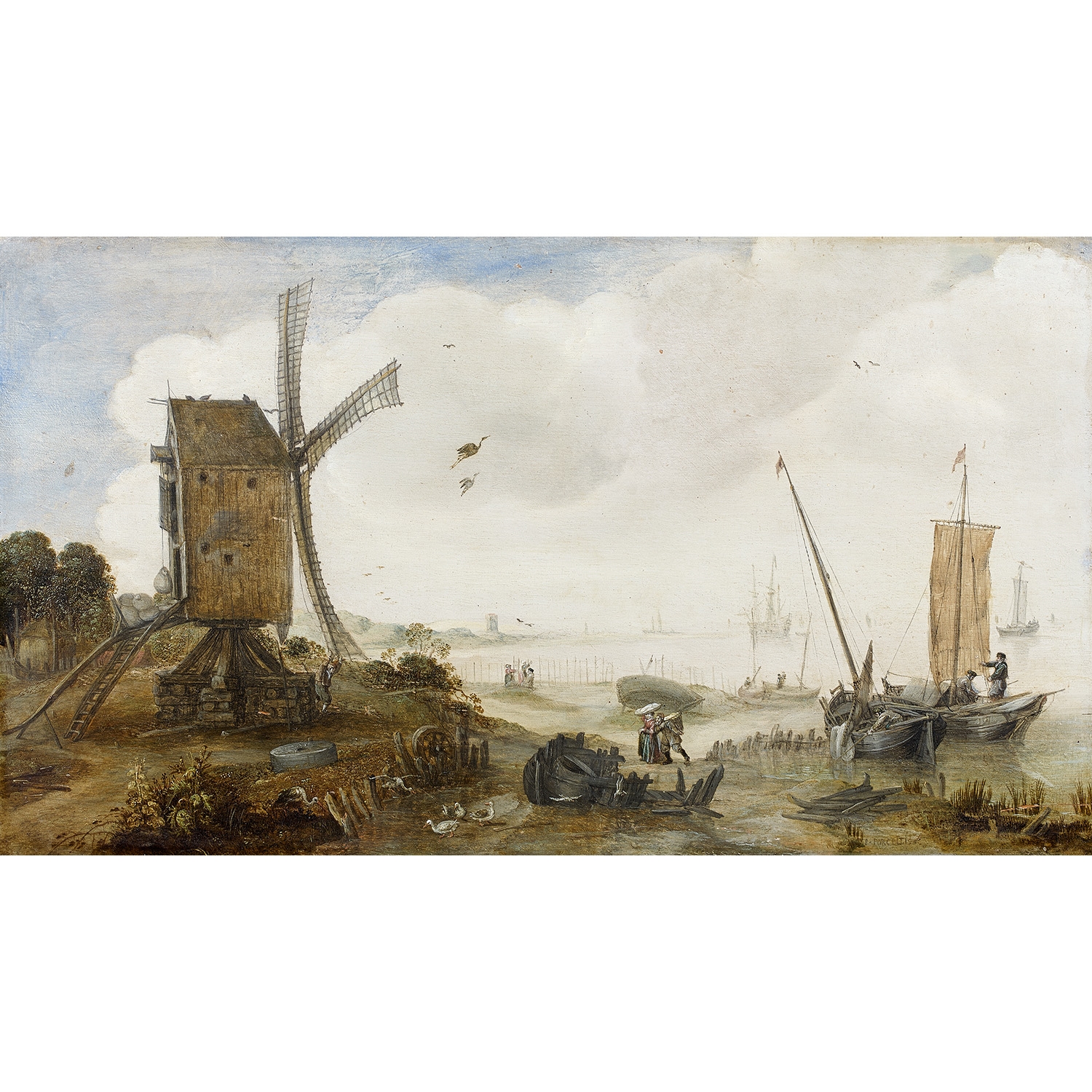 River landscape with a mill