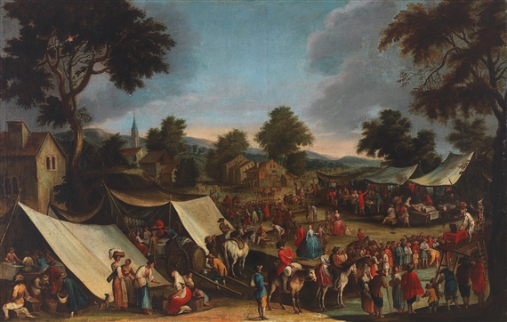 A village kermes by German School, 18th Century