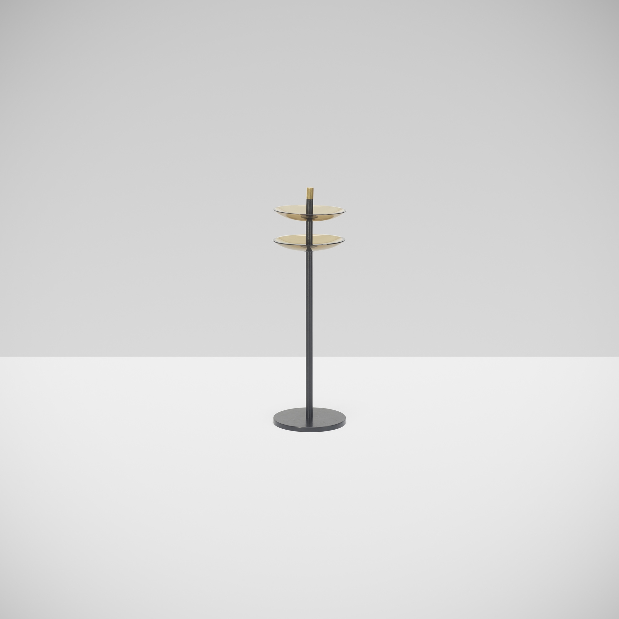 Artwork by Fontana Arte, Ash stand, model 2087, Made of crystal, enameled steel, enameled brass, brass