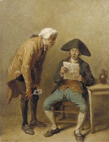 Two gentlemen reading a letter by Jean Baptiste Madou, 1861