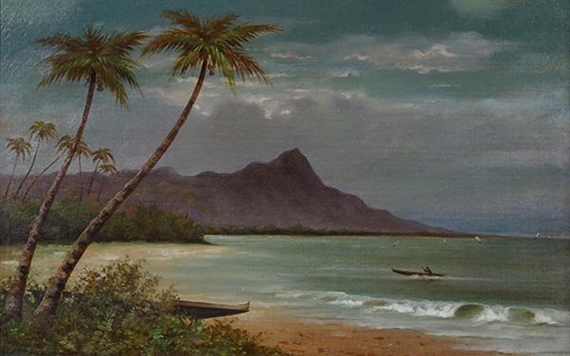 Waikiki Beach, (Diamond Head) by George Stratemeyer, 1895