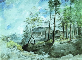 Bauerngehöft am Waldrand - Johann Jakob Dorner the Elder