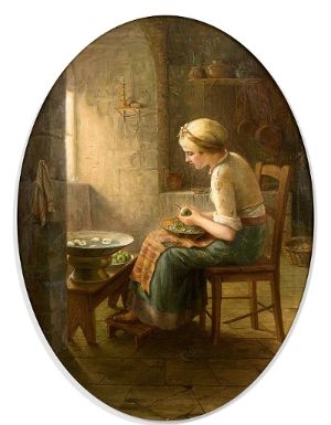 Jeune femme pelant des pommes by Theodoros Rallis
