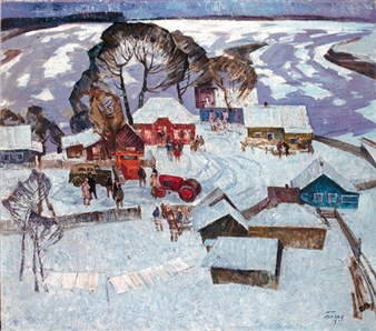 Meeting in the Village, Siberia - Victor Belov