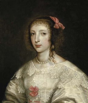 Portrait of Queen Henrietta Maria, bust-length - Anthony van Dyck