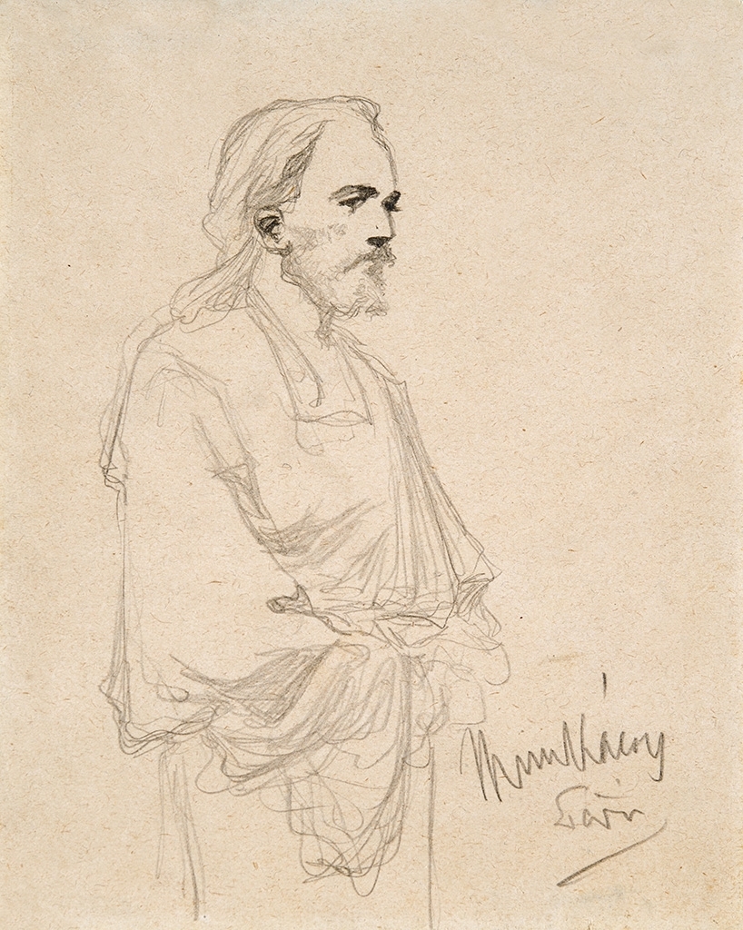 Artwork by Mihaly Munkacsy, Draft for Christ before Pilate, Made of Pencil on paper