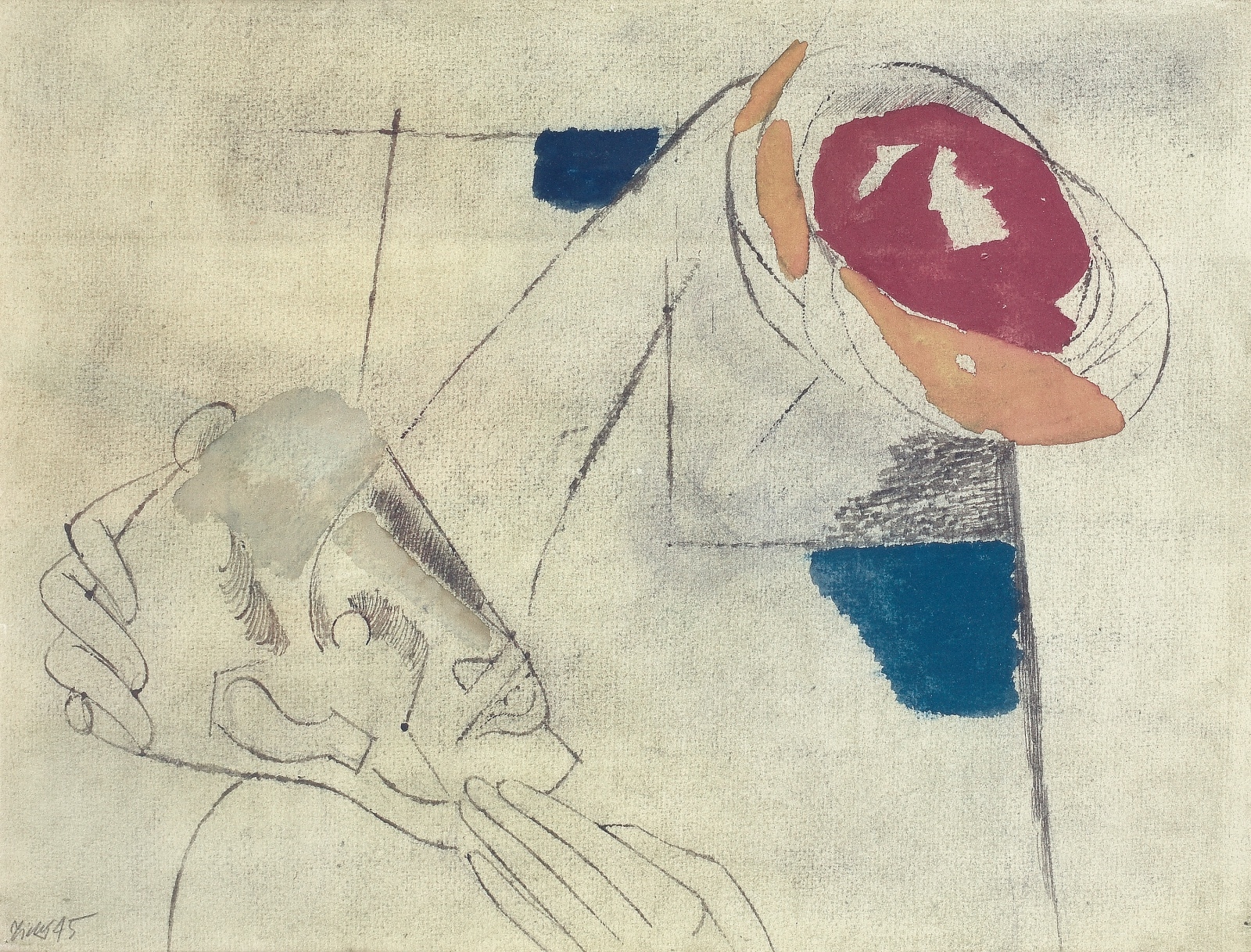 Artwork by František Tichý, Mystická hlava, Made of watercolor