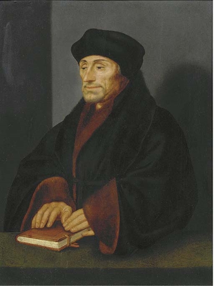 Hans Holbein the Younger | Portrait of Erasmus, small half-length, his ...