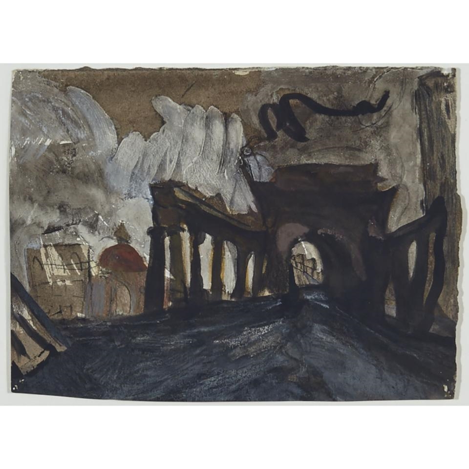 Artwork by Susanna Heller, Manhattan Bridge-China Town, Made of Mixed media on paper