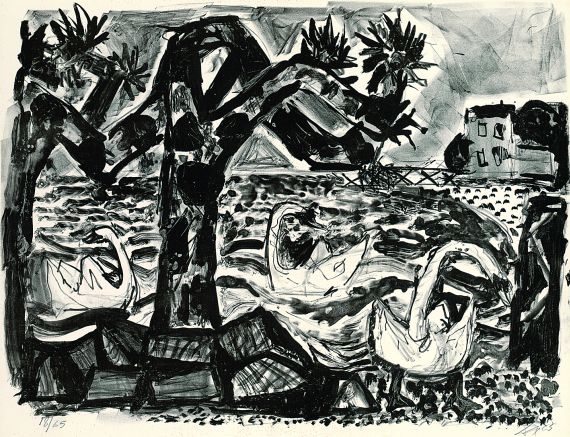 Bodenseelandschaft (mit Schwänen) by Otto Dix, 1965
