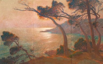 Coucher de soleil sur la côte - Marcel Poggioli