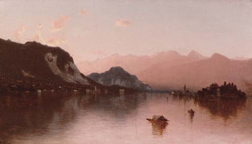 Artwork by Sanford Robinson Gifford, Isola Bella in Lago Maggiore, Made of oil and pencil on paper mounted on canvas