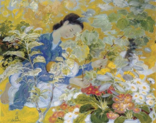 Lady in the garden by Lê Phổ