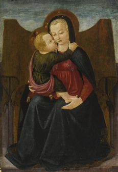 THE MADONNA AND CHILD ENTHRONED - Master of the Castello Nativity