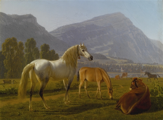 ALPINE LANDSCAPE WITH HORSES
